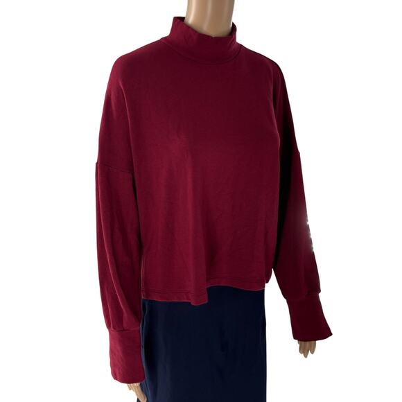 Amour Vert Mulberry Red Aubin Fleece Mock Neck Sweater - Picture 7 of 12